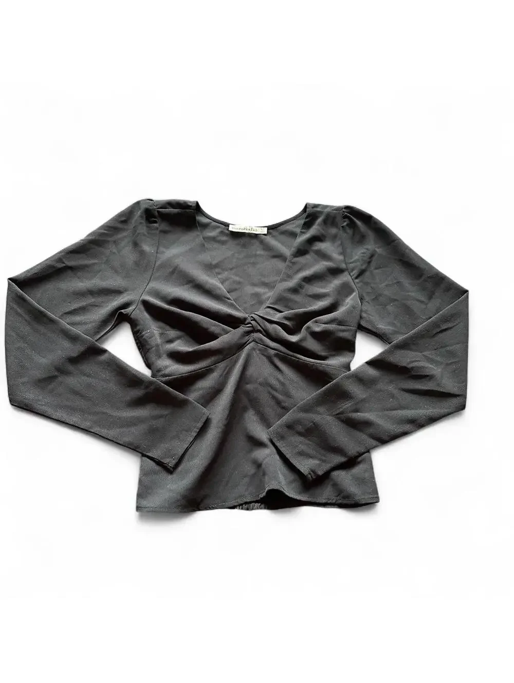 Abercrombie & Fitch Black Long Sleeve Knot Front Top - Size XS